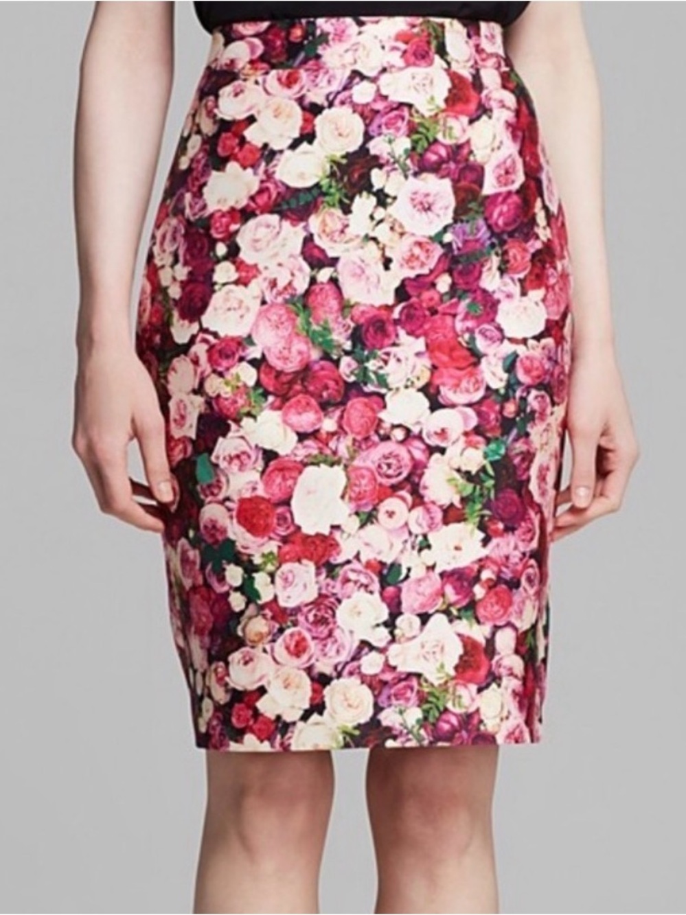 Kate spade rose print pencil skirt